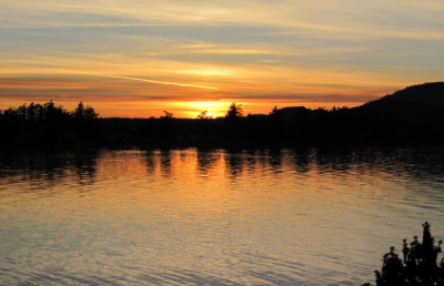 SUNSET FROM ROBERT'S BAY WATERFRONT HOUSE BC 